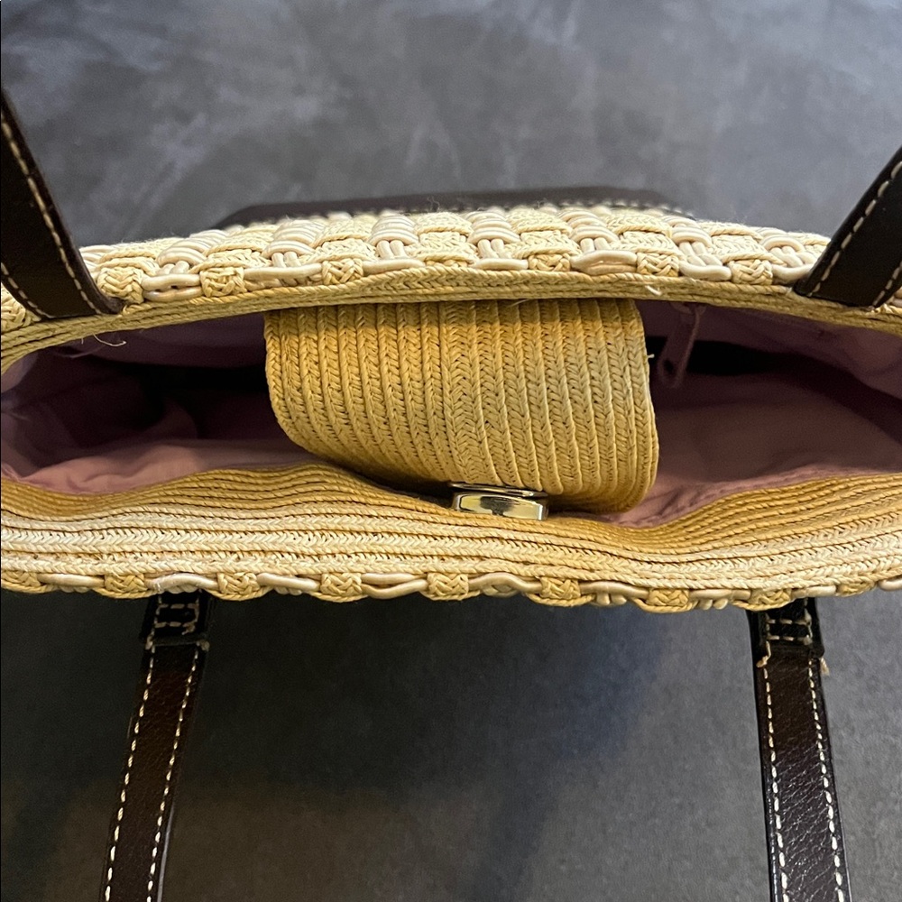Rattan Liz Claiborne Small Basket Tan & Brown Handbag Shoulder Purse, NWOT - Picture 11 of 11